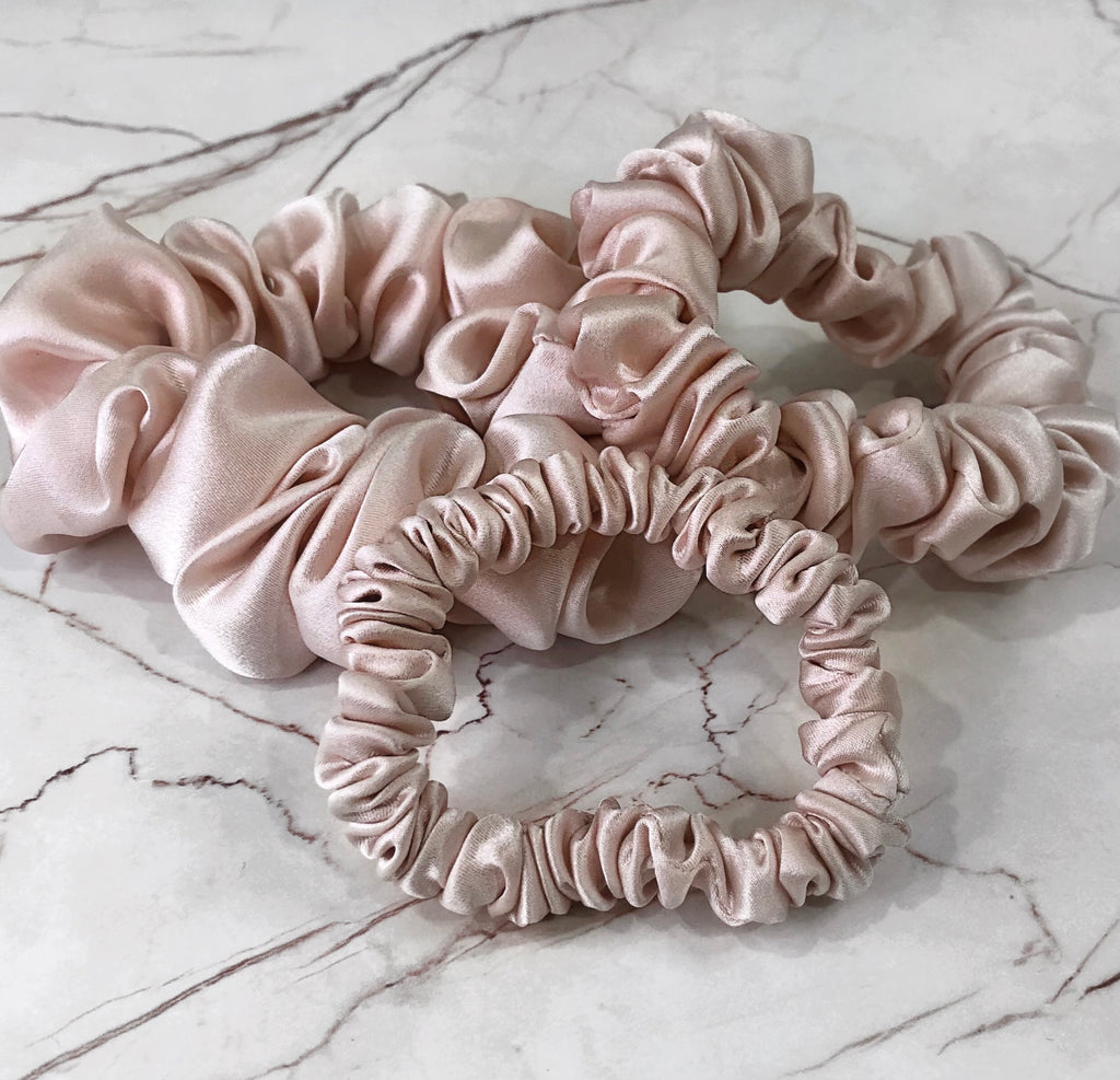 Headbands Mulberry Silk Scrunchies Pink / Small - The Extension Bar